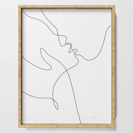 Line art drawing - minimalist kiss. Serving Tray