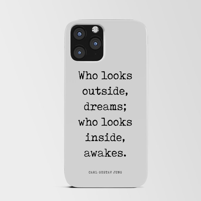 Who looks outside dreams - Carl Gustav Jung Quote - Literature - Typewriter Print 1 iPhone Card Case