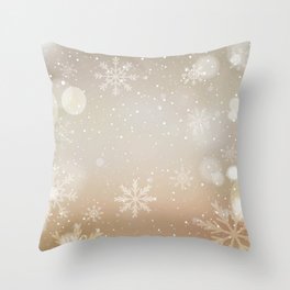 Christmas Pattern - Golden Background Throw Pillow