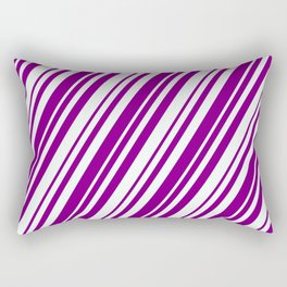 [ Thumbnail: Mint Cream & Purple Colored Stripes Pattern Rectangular Pillow ]