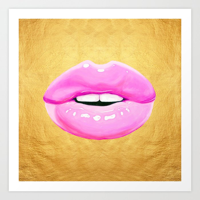 Fashion pink lips II Art Print