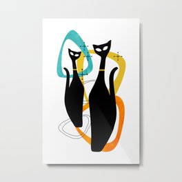 Mid Century Atomic Cats Metal Print | Graphicdesign, Retrocat, Cat Gift, Midcenturymodern, Cats, Colorful Animals, Animal, Vintage, Retro, Colorful 