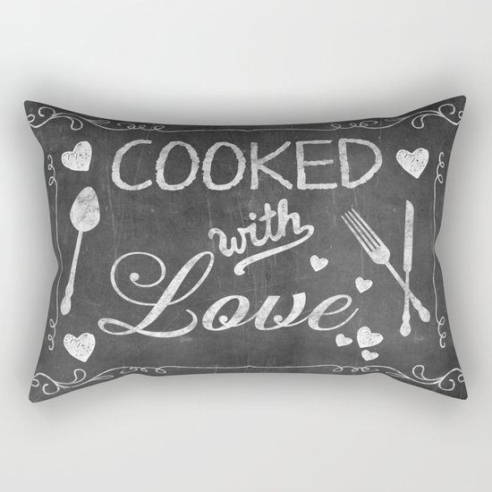 Cooked with Love Retro Chalkboard Sign Rectangular Pillow
