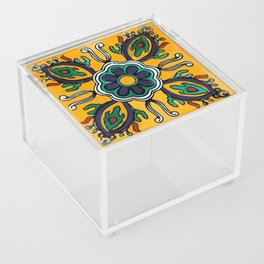 Baroque yellow flower mexican talavera rustic mosaic   interior design Acrylic Box