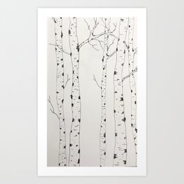 Birches in space Art Print