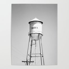 Marfa Water Tower B&W Poster