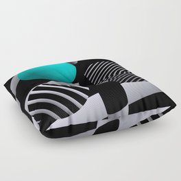 black and white and turquoise -200- Floor Pillow