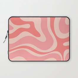 Blush Pink Modern Retro Liquid Swirl Abstract Pattern Square Laptop Sleeve