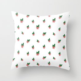 Christmas Berry Ornaments Print Seamless Pattern Throw Pillow