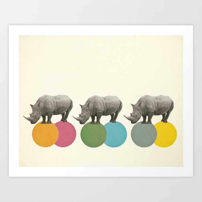 Rambling Rhinos Art Print
