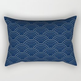 Japanese Blue Wave Seigaiha Indigo Super Moon Ocean Rectangular Pillow
