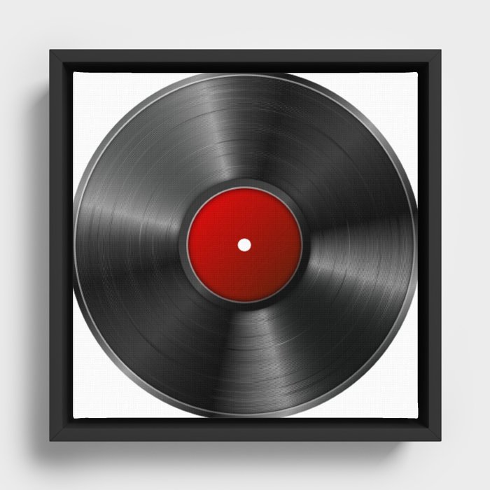 Black And Red Retro Music Vynil High Resolution Framed Canvas