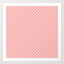 Back to School - Simple Diagonal Grid Pattern - White & Coral - Mix & Match with Simplicity of Life Art Print