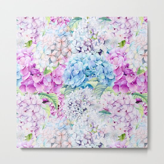 Multicolor Watercolor Hydrangea dream pattern Metal Print