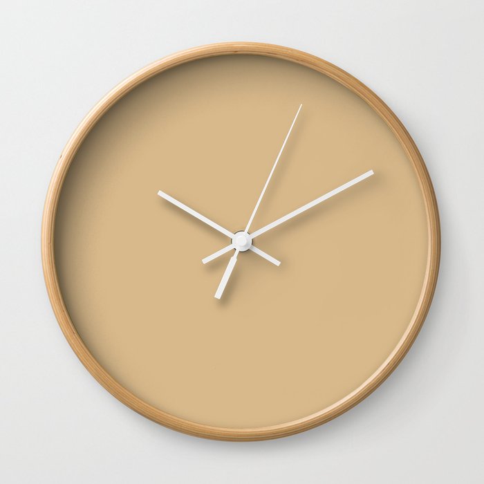 Neutral Mid-tone Beige Brown Solid Color Pairs PPG Splash Of Honey PPG1088-4 - All One Single Colour Wall Clock