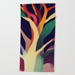 Vibrant Colored Whimsical Minimalist Lonely Tree - Abstract Minimalist Bright Colorful Nature Poster Art of a Leafless Tree Beach Towel