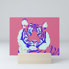 Big Cat Series - Tiger Pink and Blue Mini Art Print