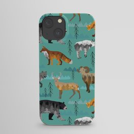 Mountain animals with trees and mountains iPhone Case