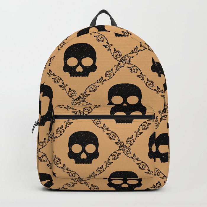 Skulls & Flowers - Beige Backpack by Art Heart Home and Fashion | Society6