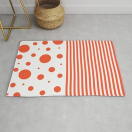 Spots and Stripes - Orange and White Area & Throw Rug