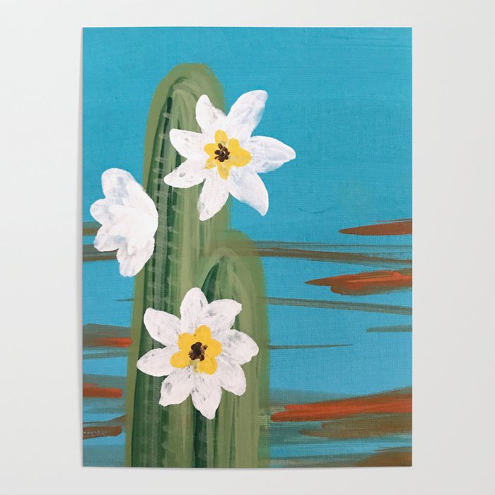 Simple Cactus Flowers Poster