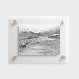 Glen Alps Walk, Grey Scale, Oil Pastel Drawing Floating Acrylic Print
