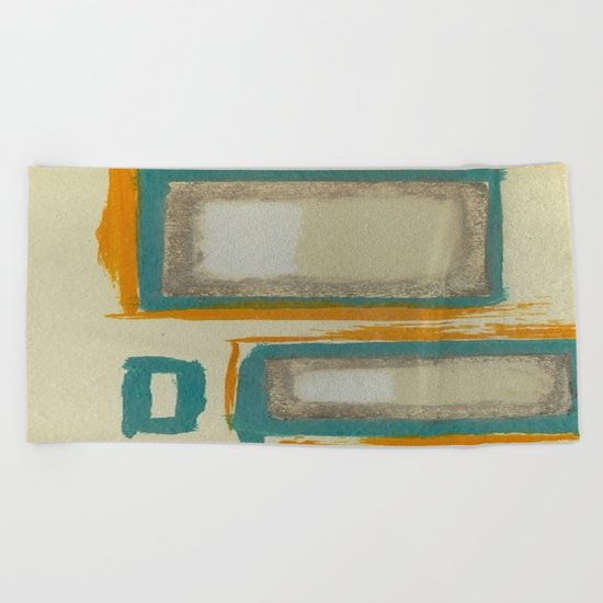 Soft And Bold Rothko Inspired - Modern Art - Teal Blue Orange Beige Beach Towel
