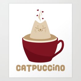 Catpuccino Cappuccino Funny Cute Kawaii Kitty Cat Fan Gift design Art Print | Cappuccinofan, Catmom, Catowner, Kitten, Coffeedrinker, Catpuccino, Pet, Catlover, Espressopun, Sweetanimals 