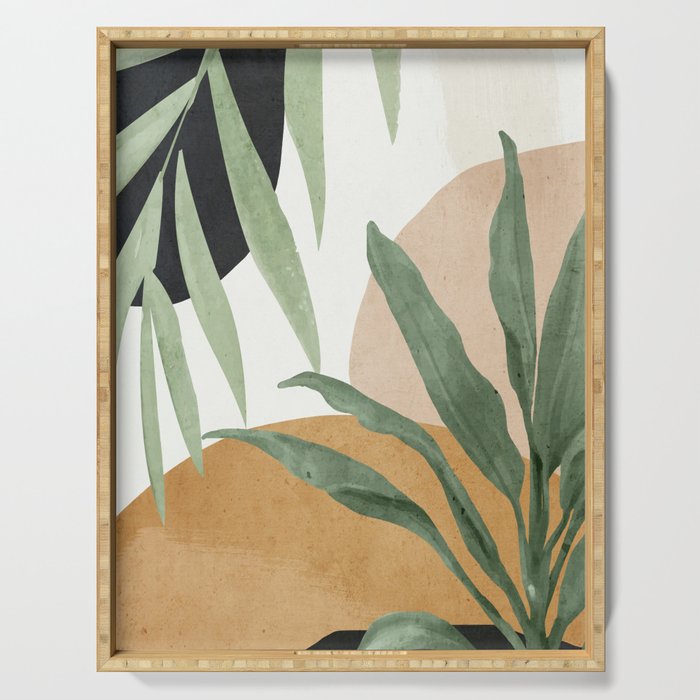 Abstract Art Tropical Leaves 4 Serving Tray