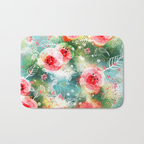 Abstract painting nature and geometric Bath Mat