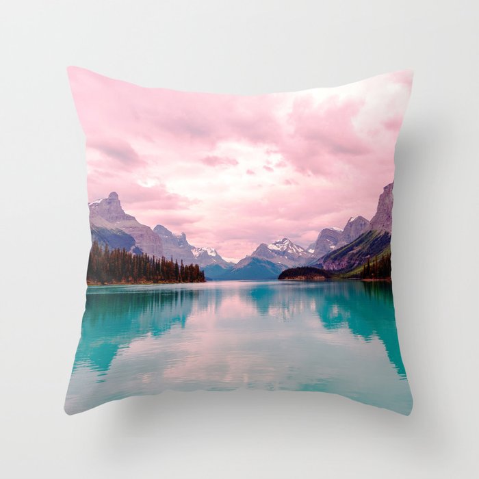 Mountains in Violet Pink Blue Throw Pillow