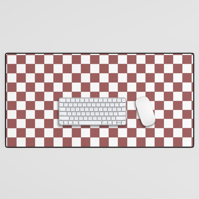 Color of the year 2015 Marsala- Pink Brown Checkerboard-Checks Desk Mat