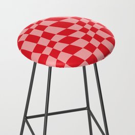 Warped Checkered Pattern (red/pink) Bar Stool