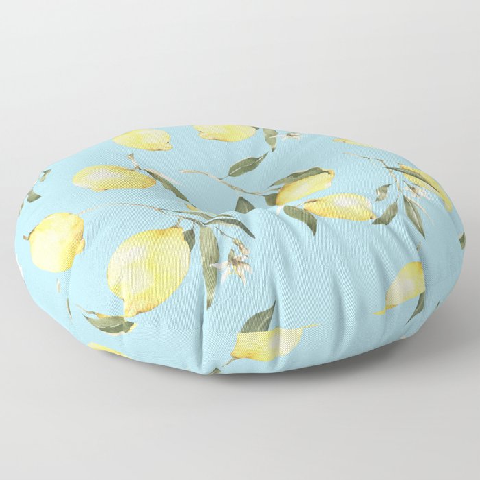 Lemon,citrus,summer,watercolour pattern Floor Pillow
