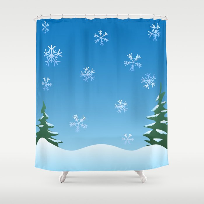Winter Snow Scene Shower Curtain By, Winter Scene Shower Curtain