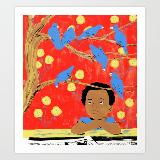 Blue Birds Art Print