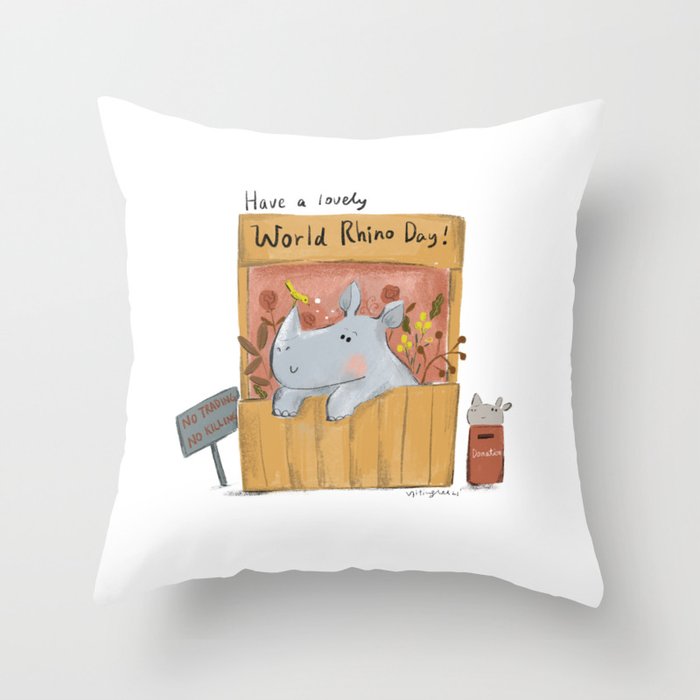 have a lovely rhino day Throw Pillow
