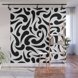 Black Abstract Swirls Wall Mural