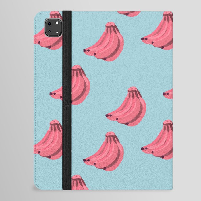 Bananas Pink- blue background iPad Folio Case