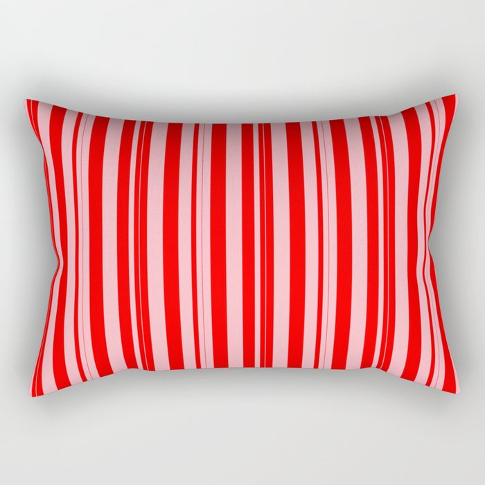 Light Pink & Red Colored Lines Pattern Rectangular Pillow