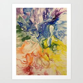 Splash of Rainbow Art Print | Acrylic, Subtleprideflag, Brightandcolorful, Queerartist, Pourpainting, Rainbowartwork, Queerart, Fluidartwork, Rainbowpainting, Prideflag 