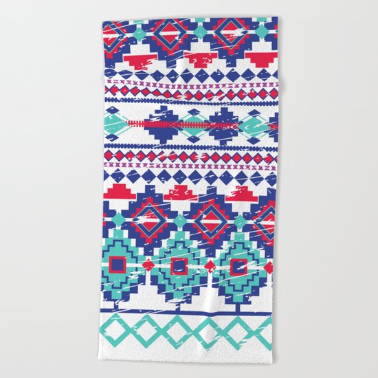 Red&Blue Tiles Beach Towel