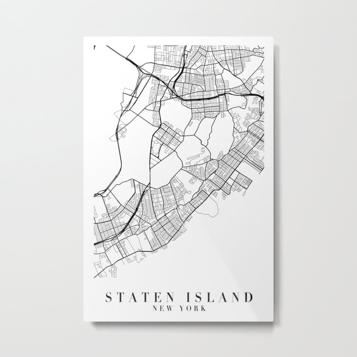 Staten Island New York Street Map Minimal Metal Print