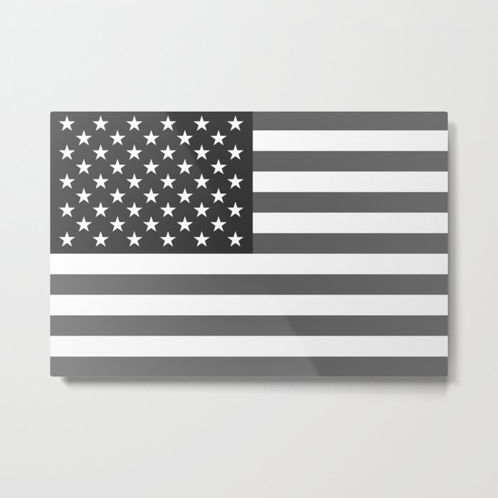 US national flag in Black and White Metal Print