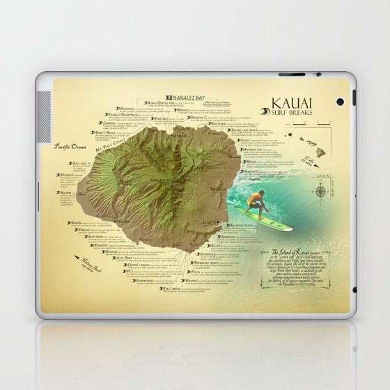 Kauai Surf Break Map Laptop & iPad Skin
