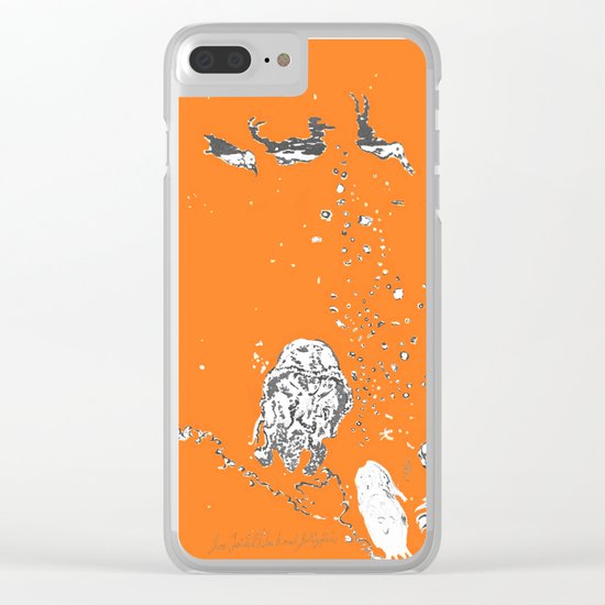 Two Tailed Duck and Jellyfish Orange Clear iPhone Case