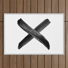 X in Black Outdoor Rug