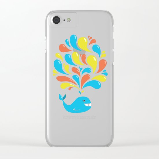 Colorful Swirls Happy Cartoon Whale Clear iPhone Case