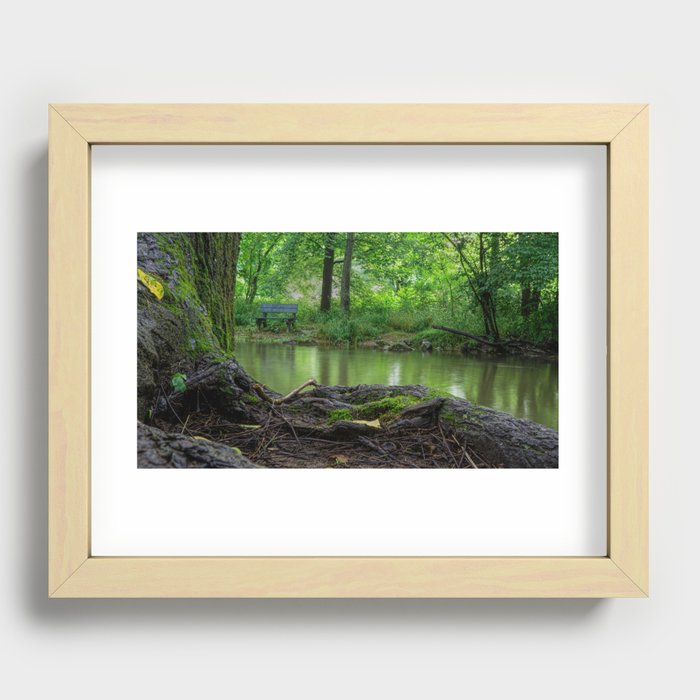 A Creek, A Tree and A Bench Recessed Framed Print