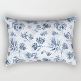 Navy blue flowers watercolor pattern Rectangular Pillow